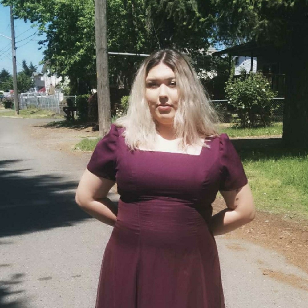 Plum evening dress